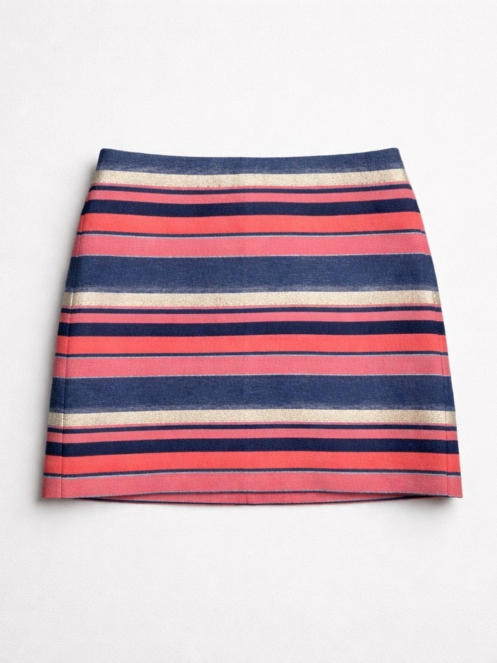 J. Crew Coral, Denim and Metallic Stripe Mini Skirt
